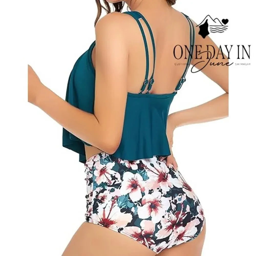 Edel Qual High Waist Flounce Bikini Swimsuit Size L